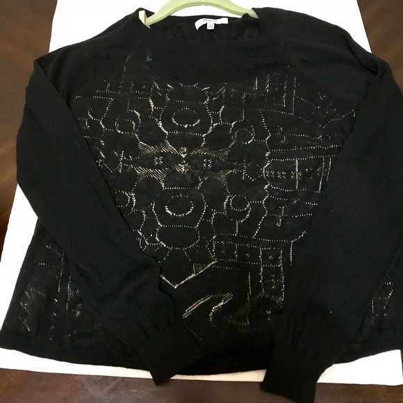 Madewell Black Sweater with patterned Front - Picture 1 of 3